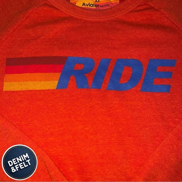 Aviator Nation Unisex Orange RIDE LOGO CREW SWEATSHIRT/PULLOVER | EUC!!🧡🌈🧡 - Picture 6 of 12